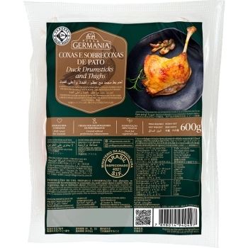 COXA E SOBRECOXA DE PATO CONGELADO VILLA GERMANIA 600G (2UND ±300G)(CX 9,6KG)P.FIXO