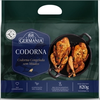 CODORNA INTEIRA CONG SEM MIUDOS VILLA GERMANIA SC 820G (4UND) (CX 11,68KG)P.FIXO